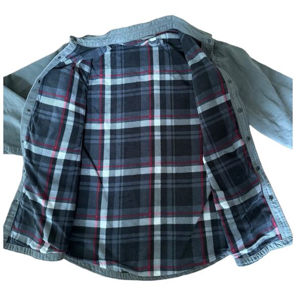 The American Outdoorsman Men's gray & plaid Fleece Lined Shirt size large - Picture 5 of 16